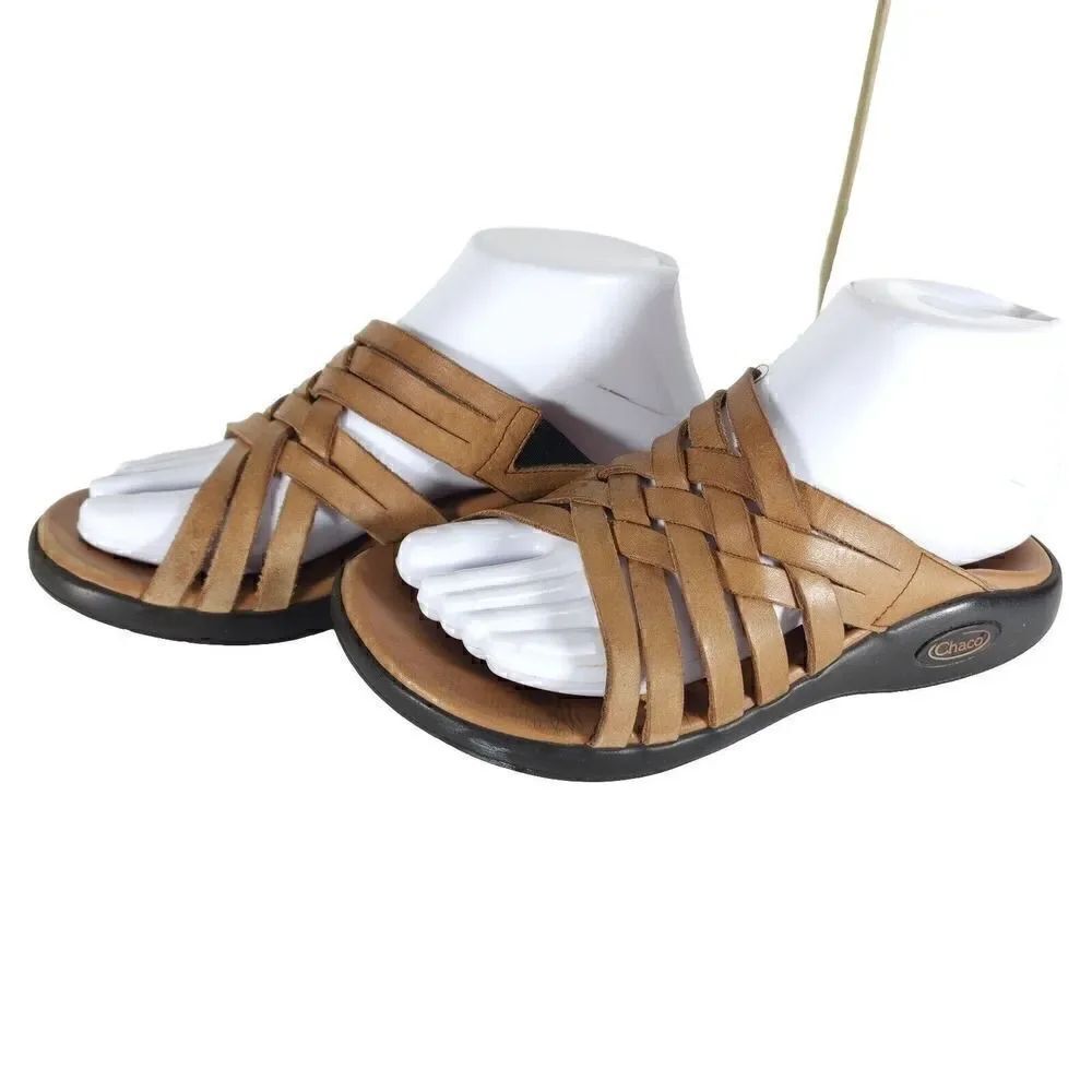 Chaco Women's US 6 Brown Flat Slip On Slide Strappy Sandals Shoes